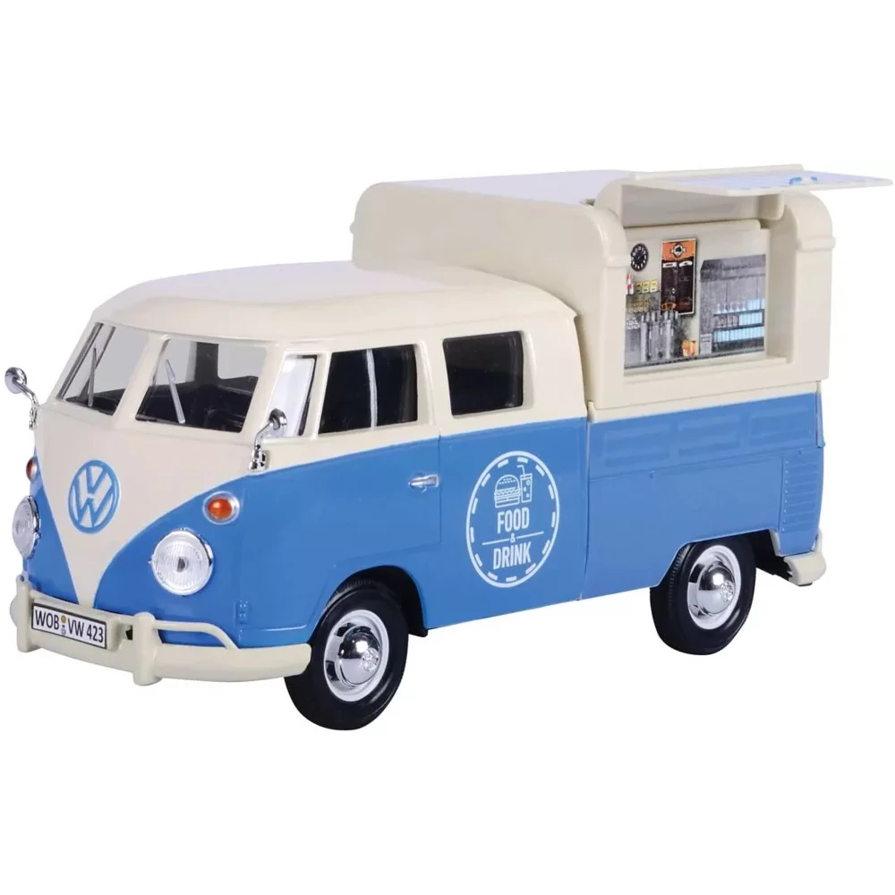 MotorMax Volkswagen Transporter T2 Food & Drink Fém Kisautó (1:24 )kék-fehér 17 cm 