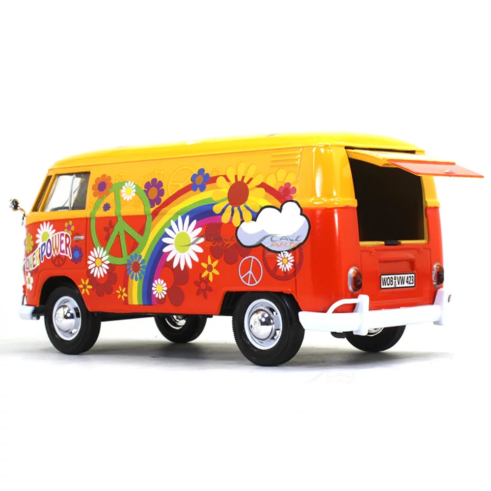 MotorMax Volkswagen  T1 Delivery Van Flower Power  Fém Kisautó (1:24 )-17 cm 