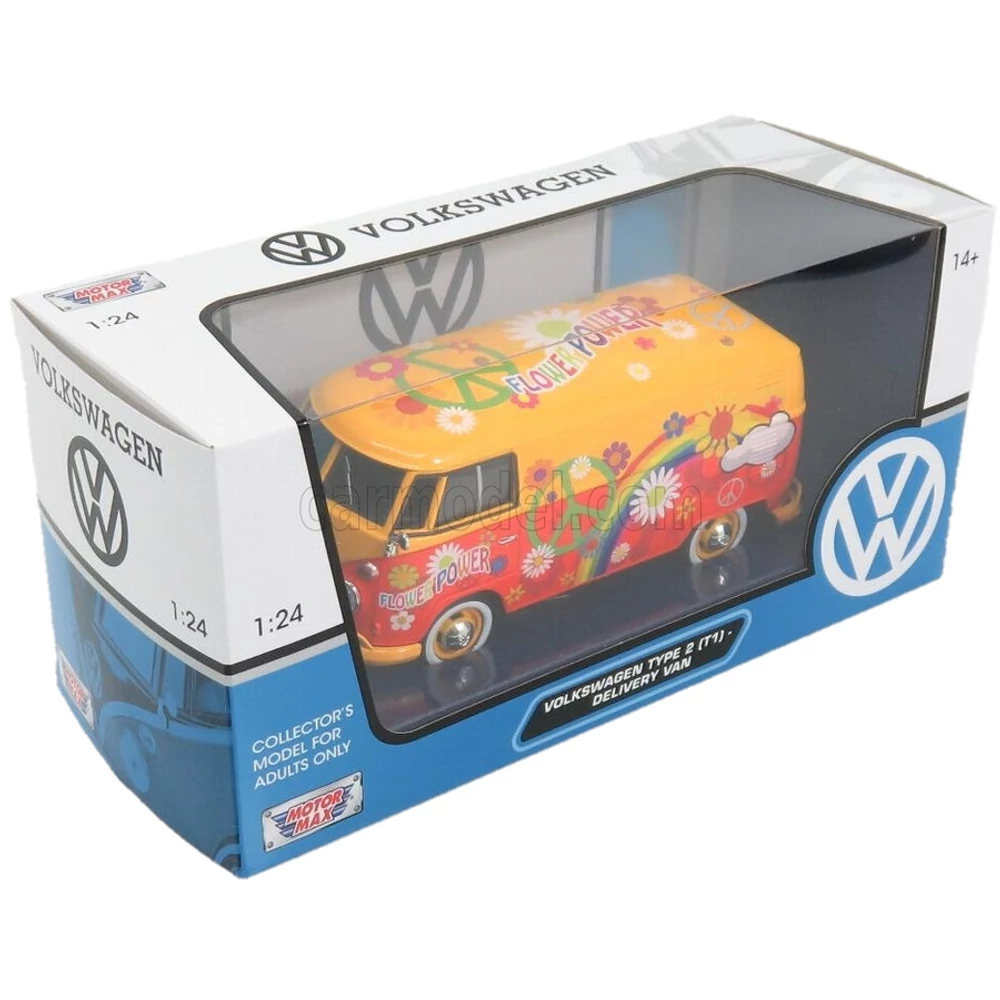 MotorMax Volkswagen  T1 Delivery Van Flower Power  Fém Kisautó (1:24 )-17 cm 