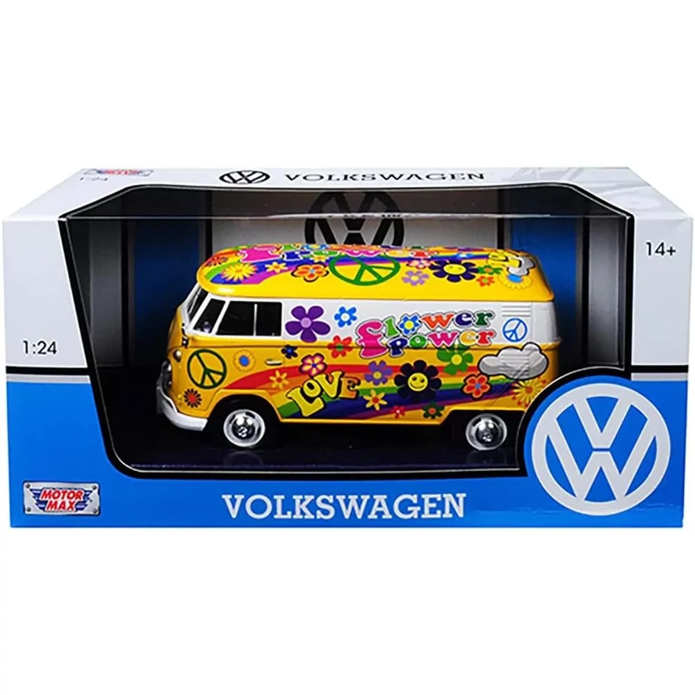 MotorMax Volkswagen T2 Delivery Van Flower Power II. Fém Kisautó (1:24 )-17 cm 