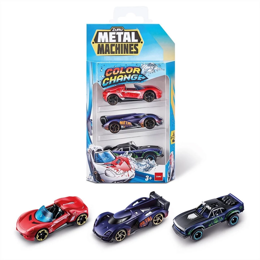 Metal Machines színváltós fém kisautó csomag, 3 db-os, 1. sorozat - többféle