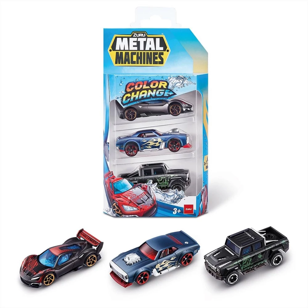 Metal Machines színváltós fém kisautó csomag, 3 db-os, 1. sorozat - többféle