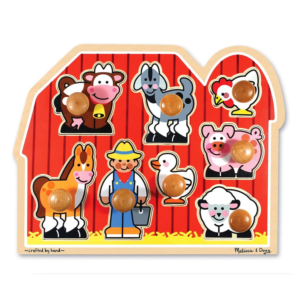 M&D, Fa Készségfejlesztő Játék, Puzzle Fogantyúval, Farm