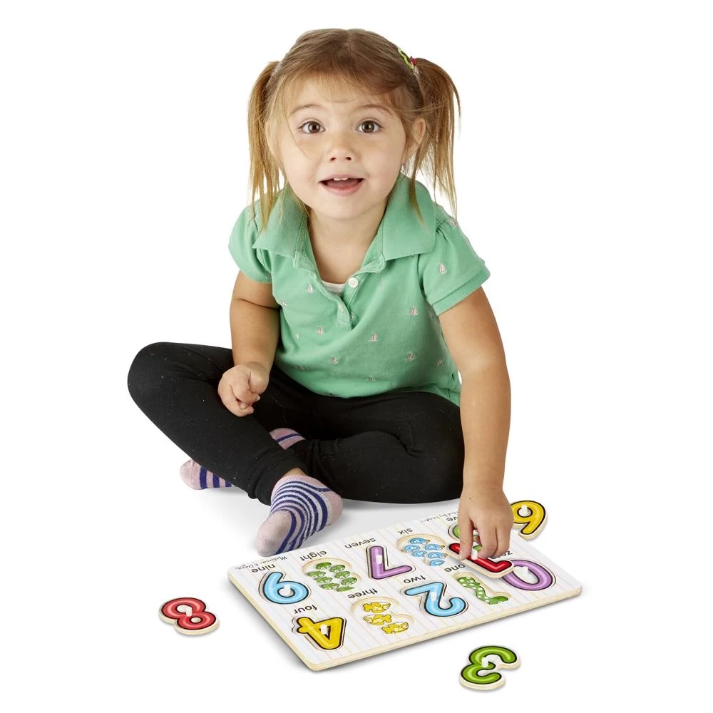 M&D, Fa Készségfejlesztő Játék, Puzzle Fogantyúval, Számok