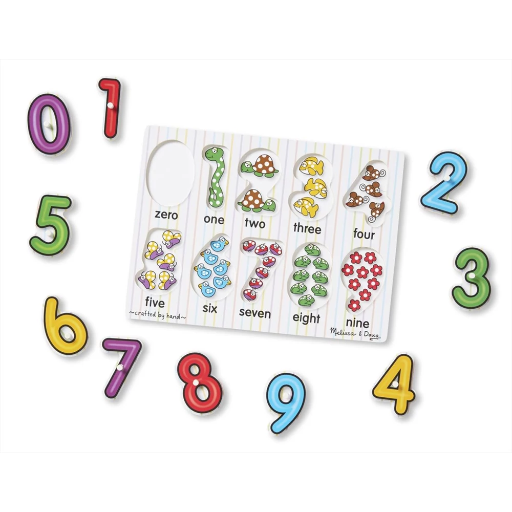 M&D, Fa Készségfejlesztő Játék, Puzzle Fogantyúval, Számok