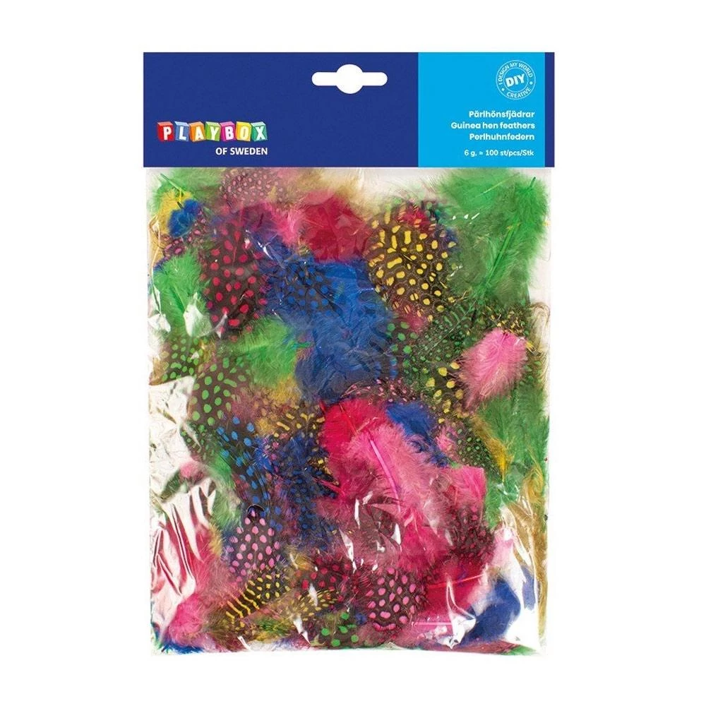Playbox, Színes Gyöngytyúk Tollak, 5-10 Cm, 100 Db