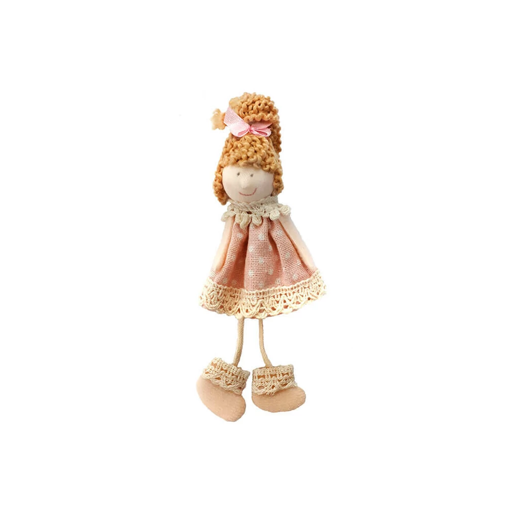 Dekorációs figura (lány, rózsaszín, pöttyös ruhában)
