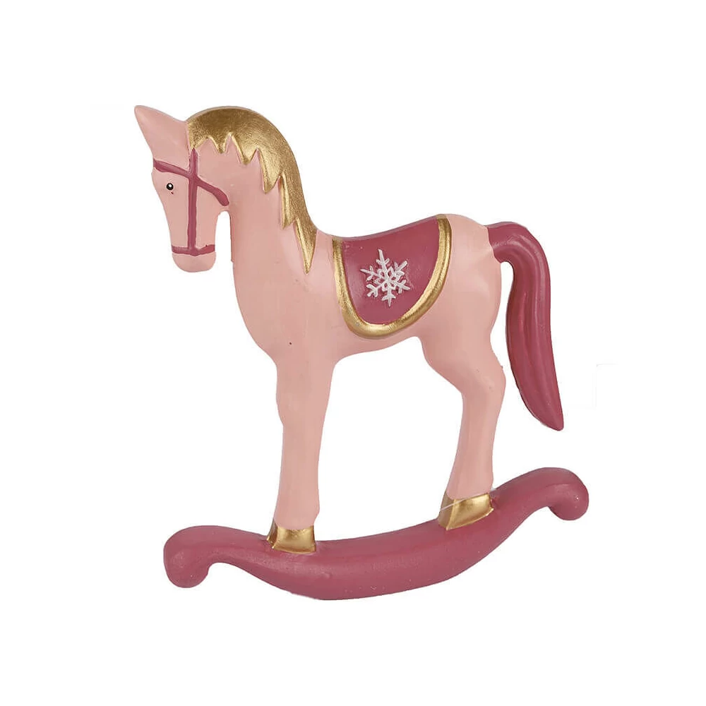 Dekorációs figura (rózsaszín, mályva színű hintaló)