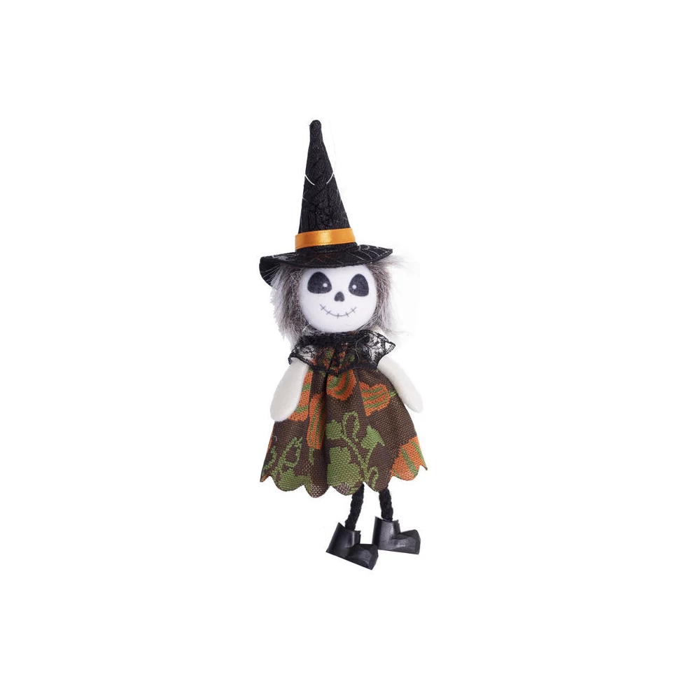 Halloween dekorációs figura (csontváz, barna ruhában)