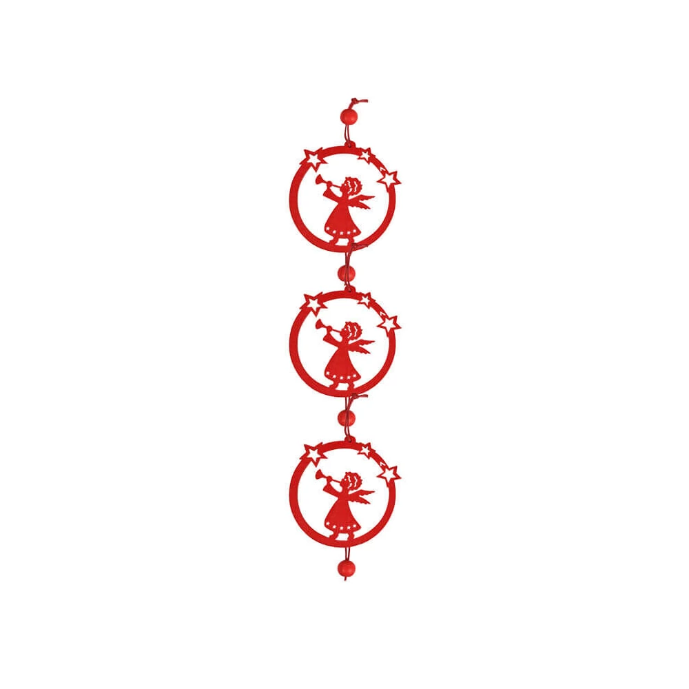 Dekorációs figura (3db-os, lógó, piros angyal)