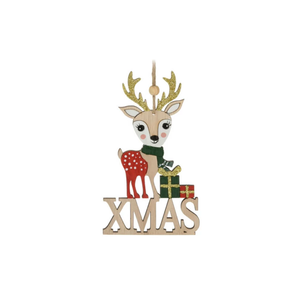 Karácsonyi dekorációs figura (előre néző rénszarvas XMAS felirattal)