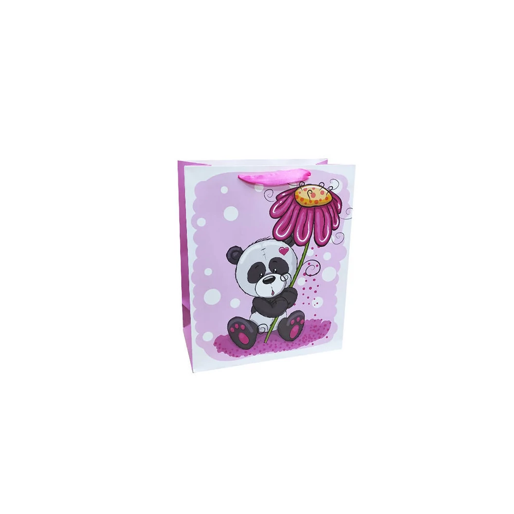 Ajándéktasak - kicsi (panda maci bordó virággal)