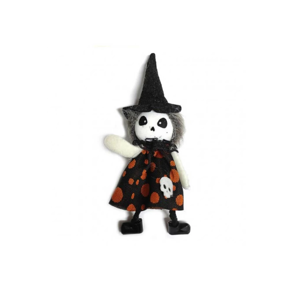 Halloween dekorációs figura (csontváz fekete-narancssárga ruhában)