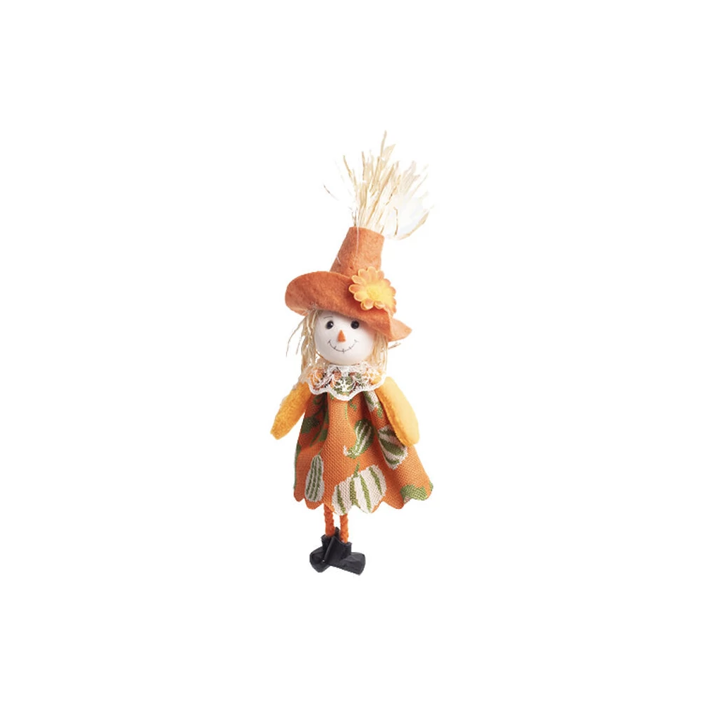 Halloween dekorációs figura (madárijesztő virágos kalapban)