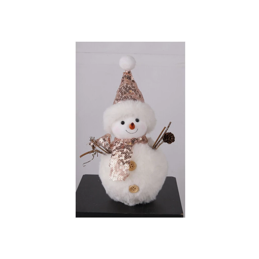 Karácsonyi dekoráció (hóember flitteres sállal-sapkával, 22 cm)