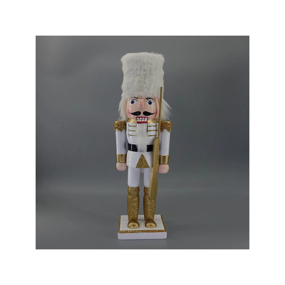 Diótörő (fehér-arany, puskával, 25 cm-es)