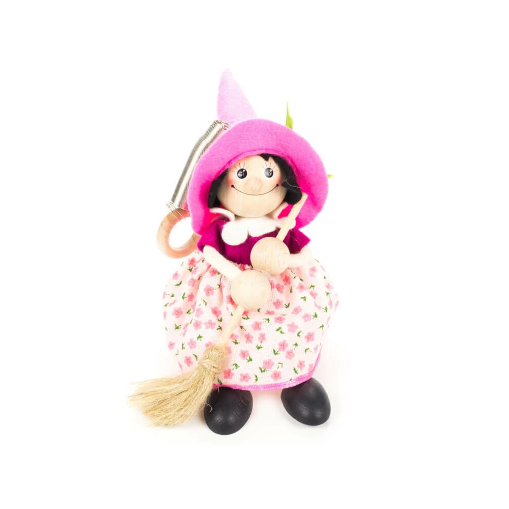 Rugós figura (boszi, rózsaszín kalappal)