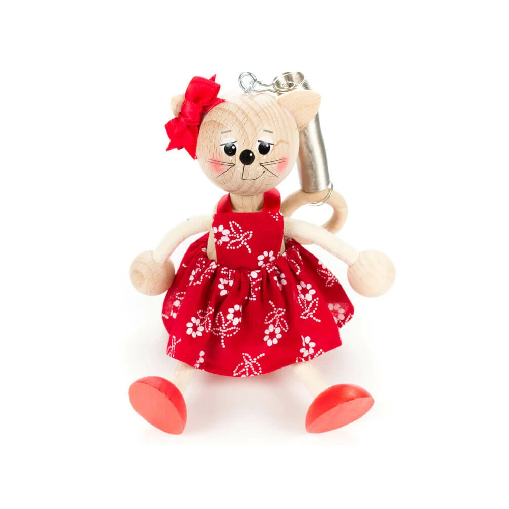 Rugós figura (cica lány, piros)