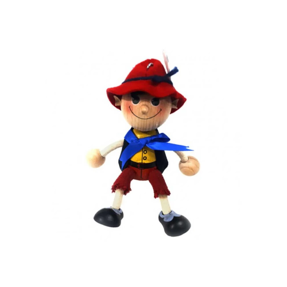 Rugós figura (pinokkió, piros kalappal)