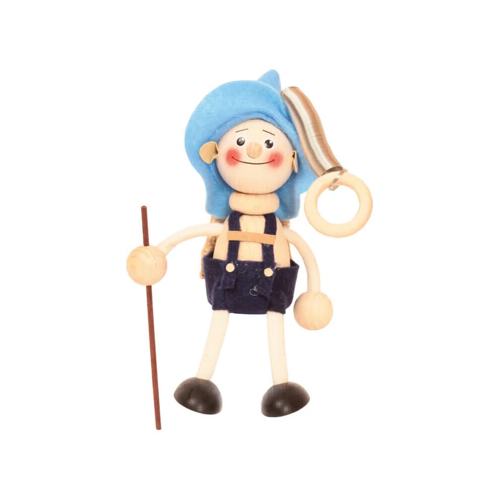 Rugós figura (vándor-fiú, kék kalapos)