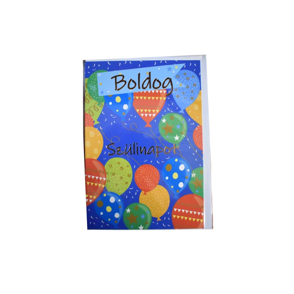 Üdvözlőkártya - kék alapon, boldog szülinapot felirattal (Képeslap)