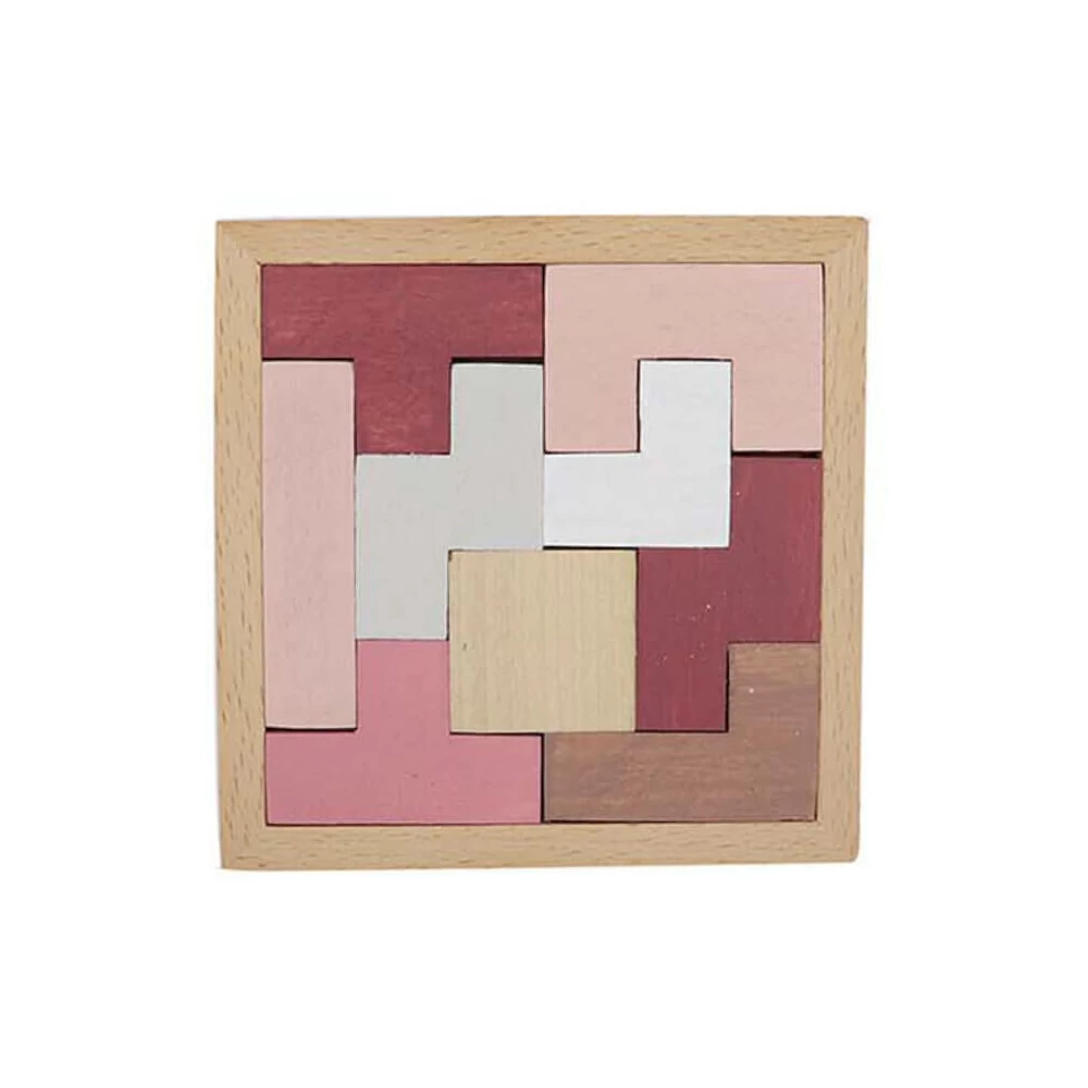 Tangram és tetris építőjáték (rózsaszín, tetris formák)