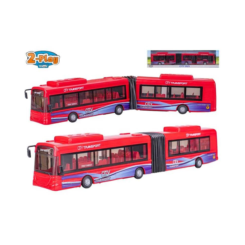 2-Play City Transport műanyag és fém busz 39cm