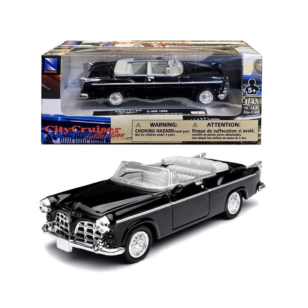 CityCruiser 1955 Chrysler C-300 Siyah fém autó 1:43