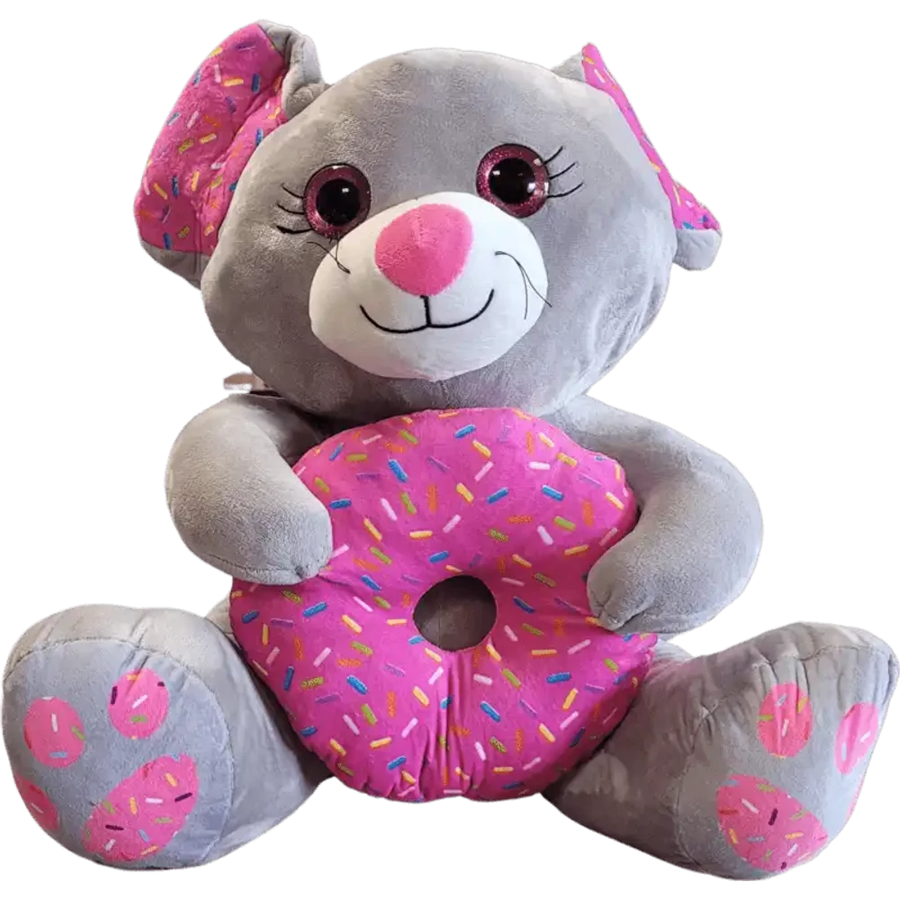 Flo's toys egér fánkkal 20cm szürke
