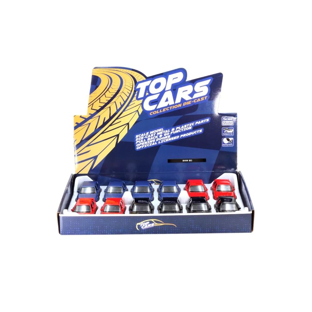 Diecast BMW M3 E30 fém autó nyitható ajtókkal 1:35 (többféle)