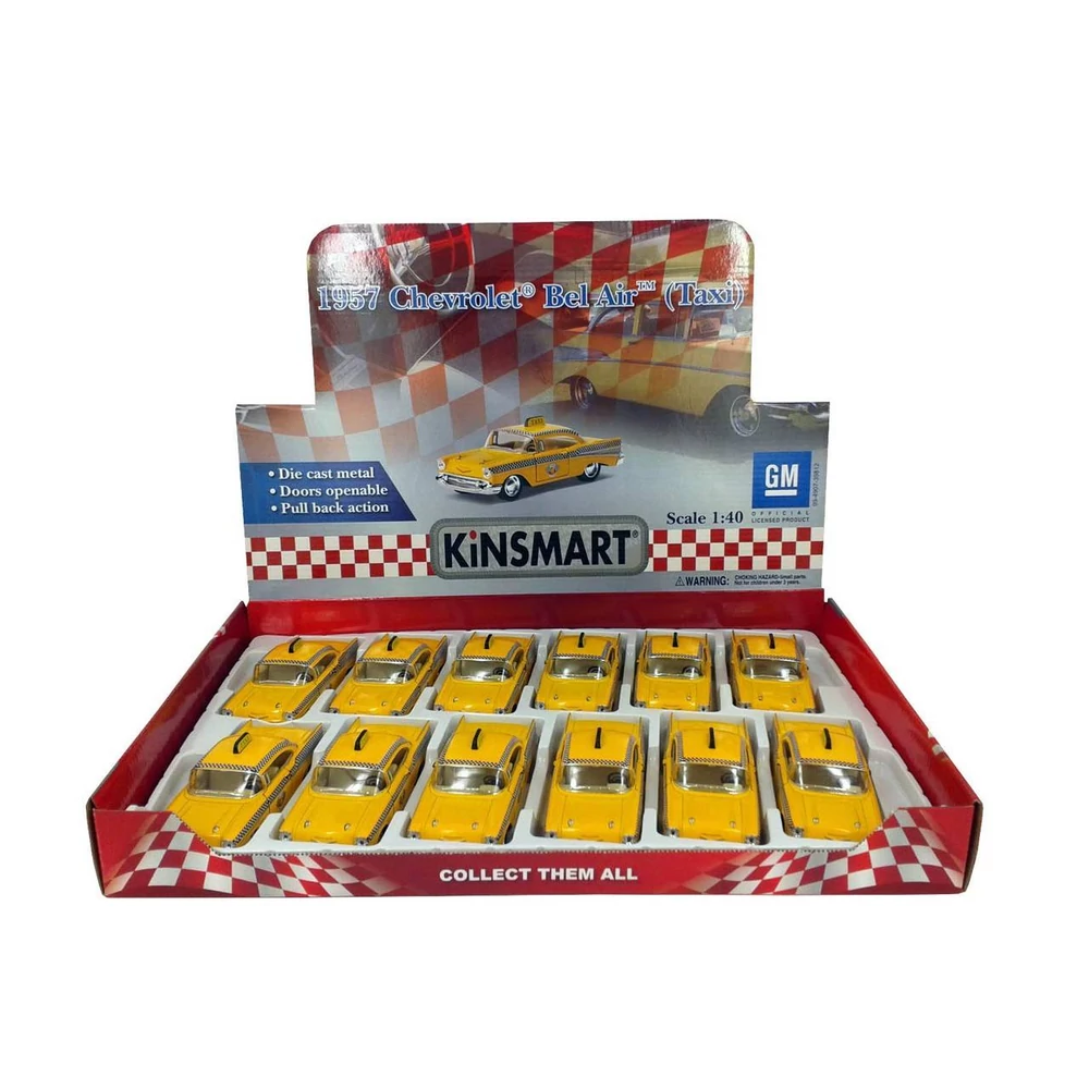 Kinsmart 1957 Chevrolet Bel Air (taxi) fém autó nyitható ajtókkal 1:40 (többféle)