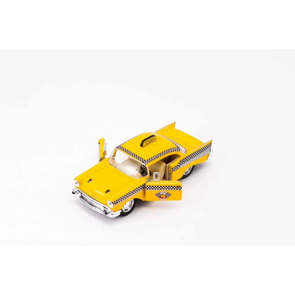 Kinsmart 1957 Chevrolet Bel Air (taxi) fém autó nyitható ajtókkal 1:40 (többféle)