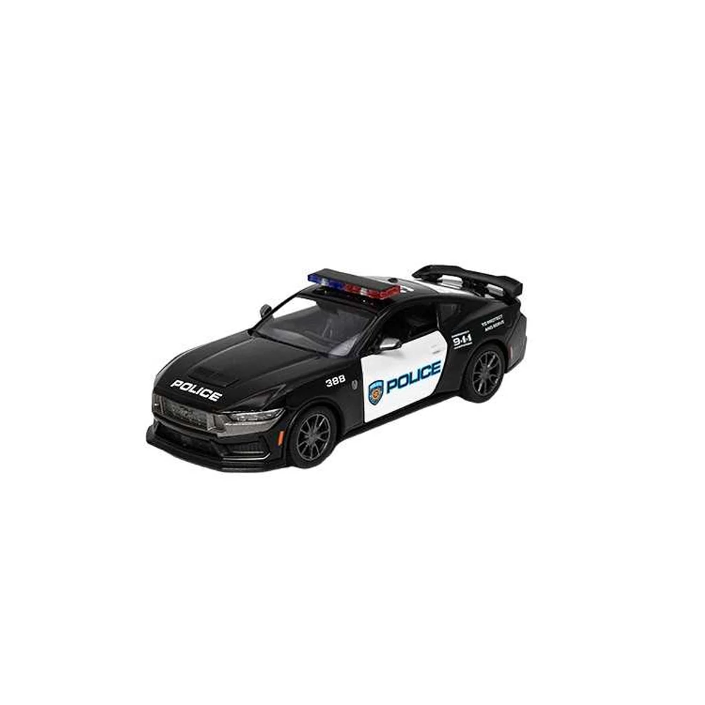 Kinsmart 2024 Ford Mustang Dark Horse (rendőr) fém autó nyitható ajtókkal 1:38 (többféle)