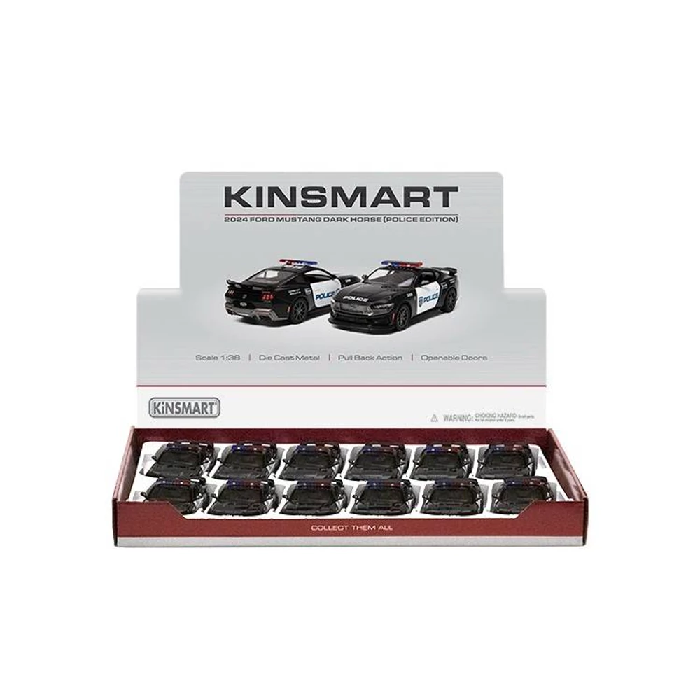 Kinsmart 2024 Ford Mustang Dark Horse (rendőr) fém autó nyitható ajtókkal 1:38 (többféle)