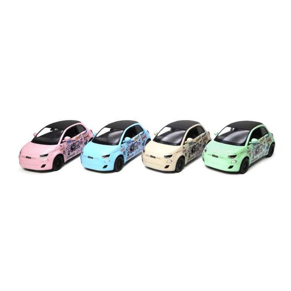 Kinsmart Fiat 500e Livery Edition fém autó nyitható ajtókkal 1:28 (többféle)