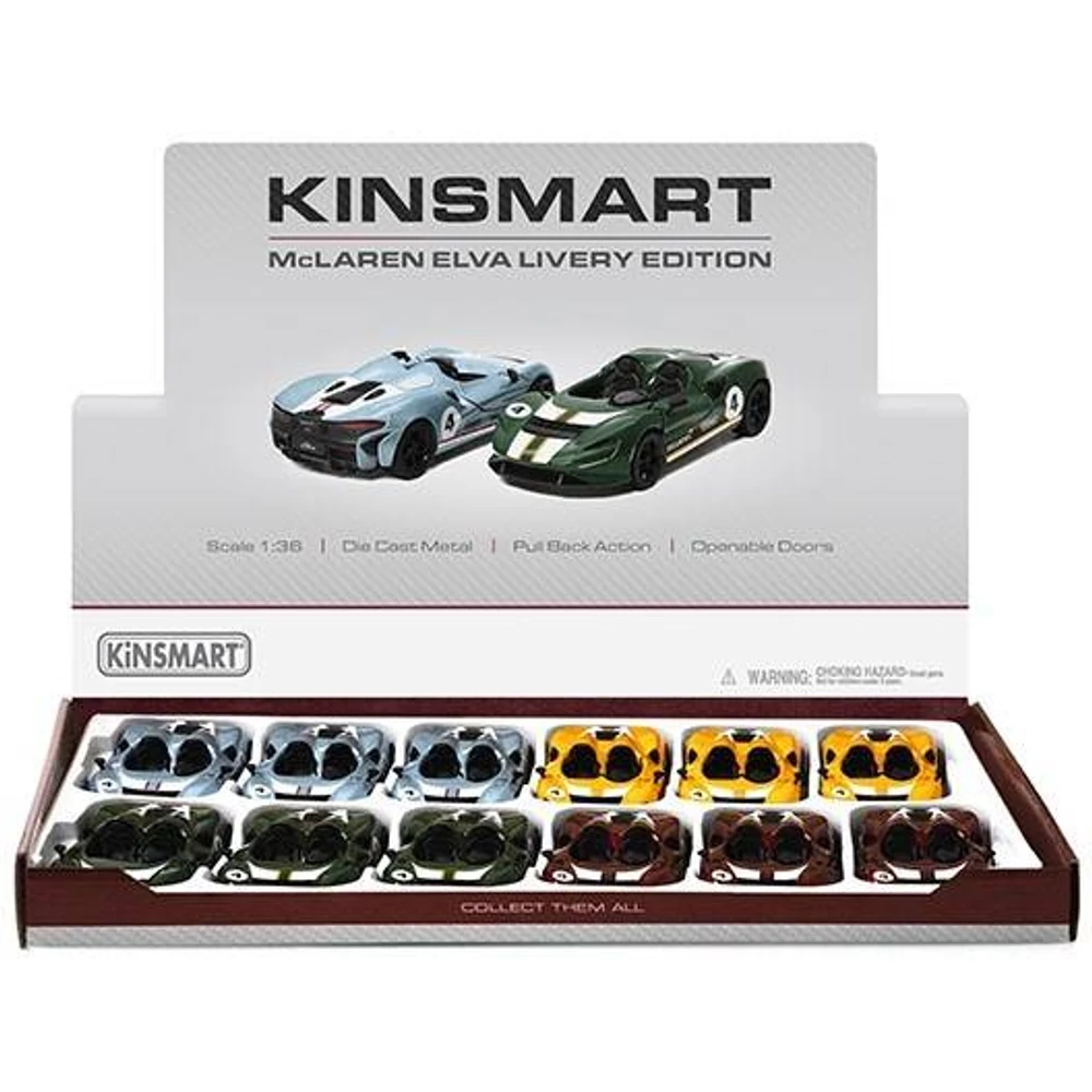 Kinsmart McLaren Elva Livery Edition fém autó nyitható ajtókkal 1:36 (többféle)