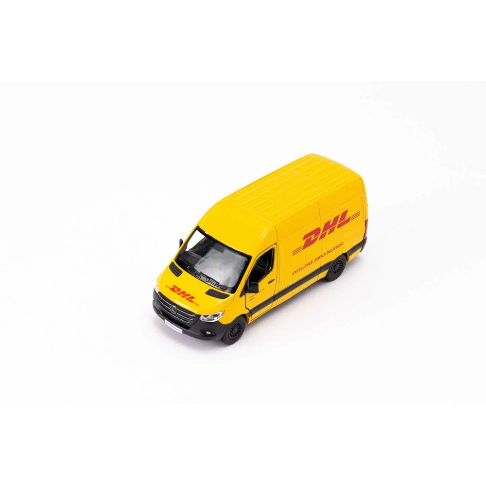 Kinsmart Mercedes-Benz Sprinter DHL Edition fém autó nyitható ajtókkal 1:48 (többféle)