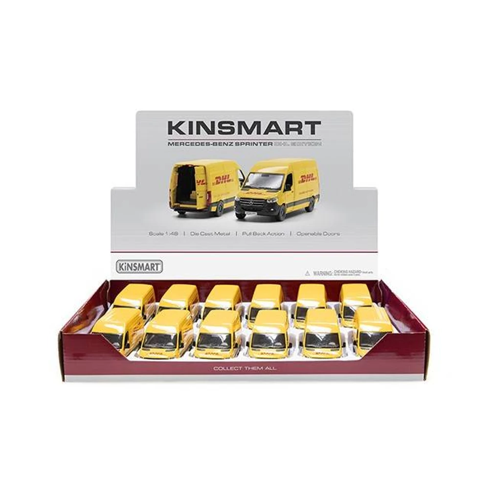 Kinsmart Mercedes-Benz Sprinter DHL Edition fém autó nyitható ajtókkal 1:48 (többféle)
