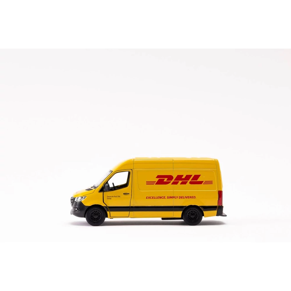 Kinsmart Mercedes-Benz Sprinter DHL Edition fém autó nyitható ajtókkal 1:48 (többféle)