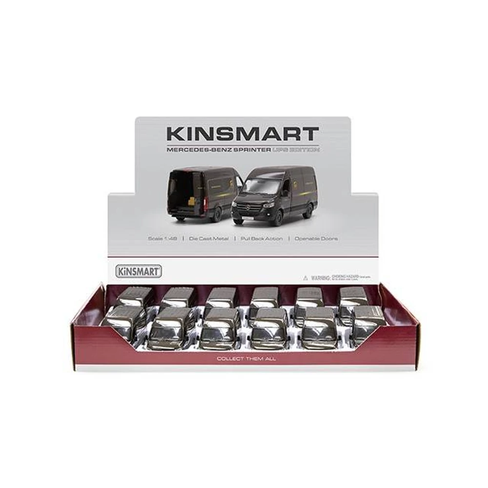 Kinsmart Mercedes-Benz Sprinter UPS Edition fém autó nyitható ajtókkal 1:48 (többféle)
