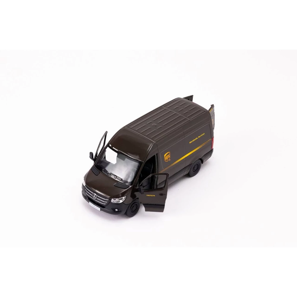 Kinsmart Mercedes-Benz Sprinter UPS Edition fém autó nyitható ajtókkal 1:48 (többféle)