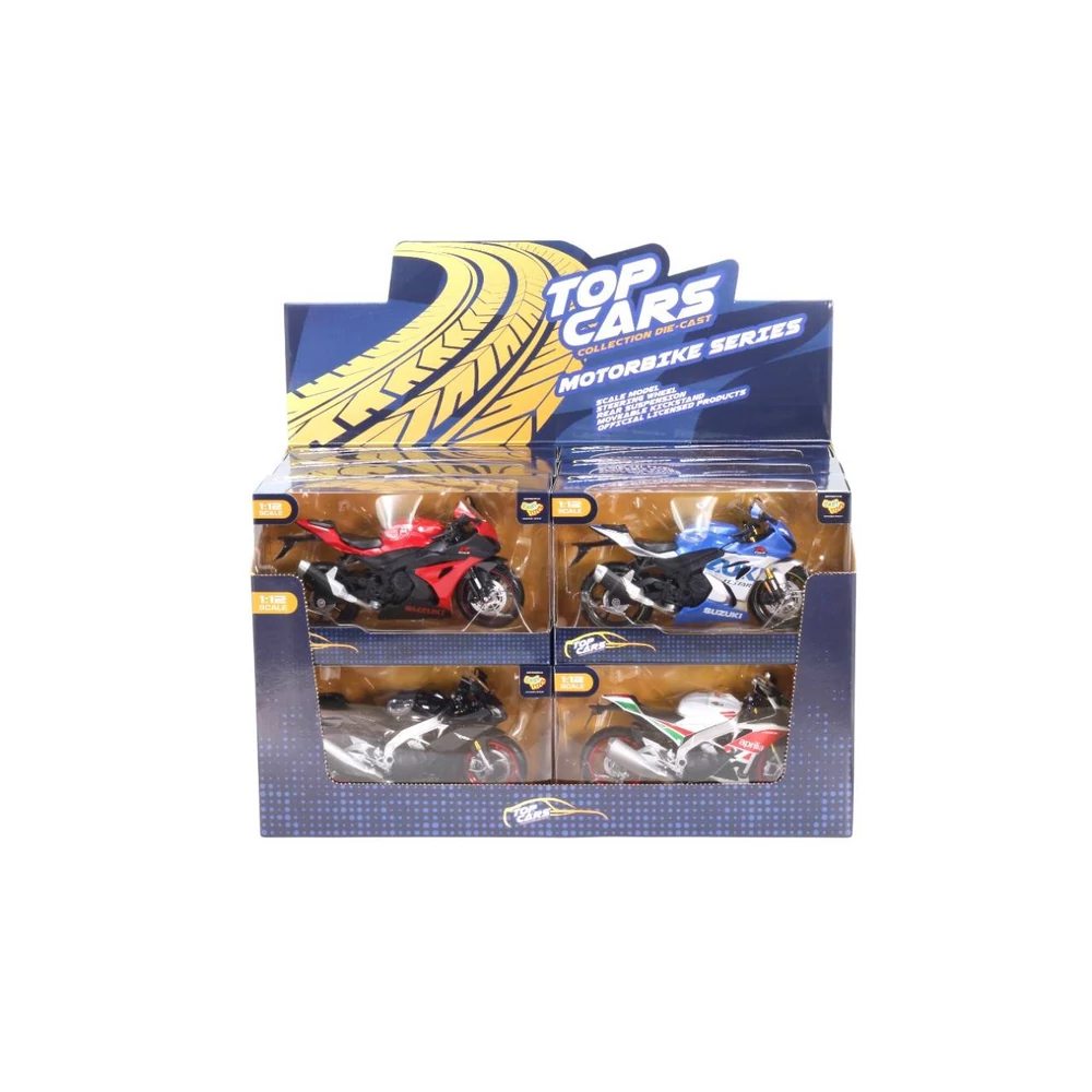 TOP CARS Aprilia RSV4 RR 2020 és Suzuki GSX R1000R fém motor 1:12 (többféle)