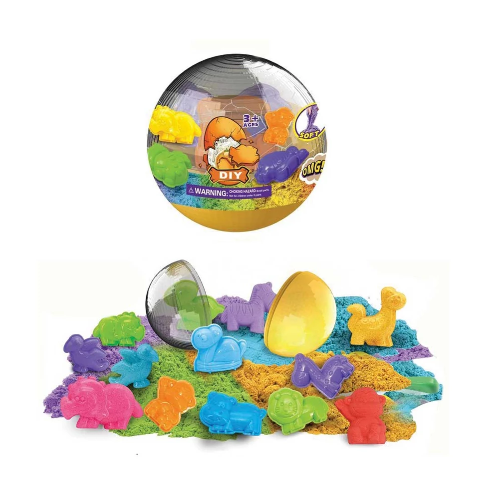 Varázshomok, gyurma, gömbben állatsablon, 12 féle, 8 cm, 100 gr., 12/disp. DARABÁRAS!