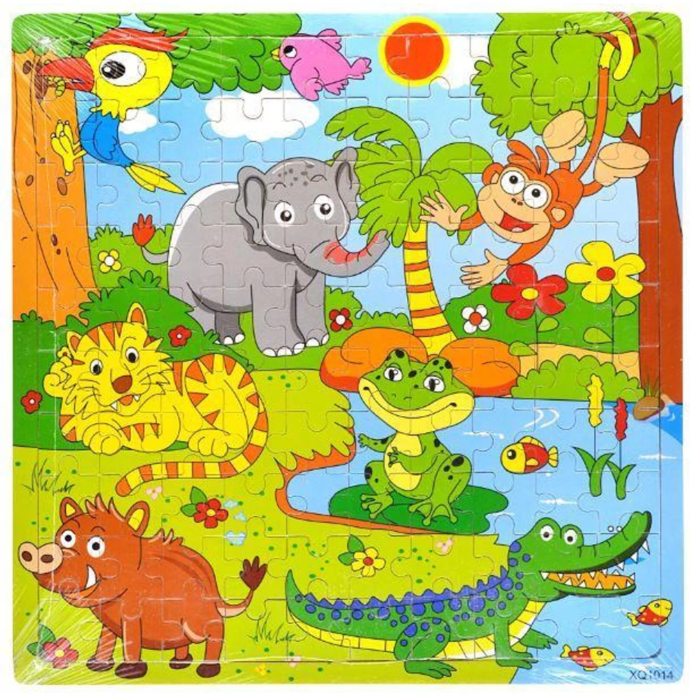 Fa puzzle, mesés, vadállatos, 30x30 cm pvc csom