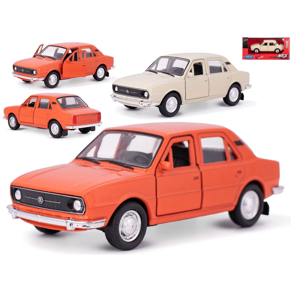 Welly Skoda 105L 1976 fém autó nyitható ajtókkal 12cm (többféle)