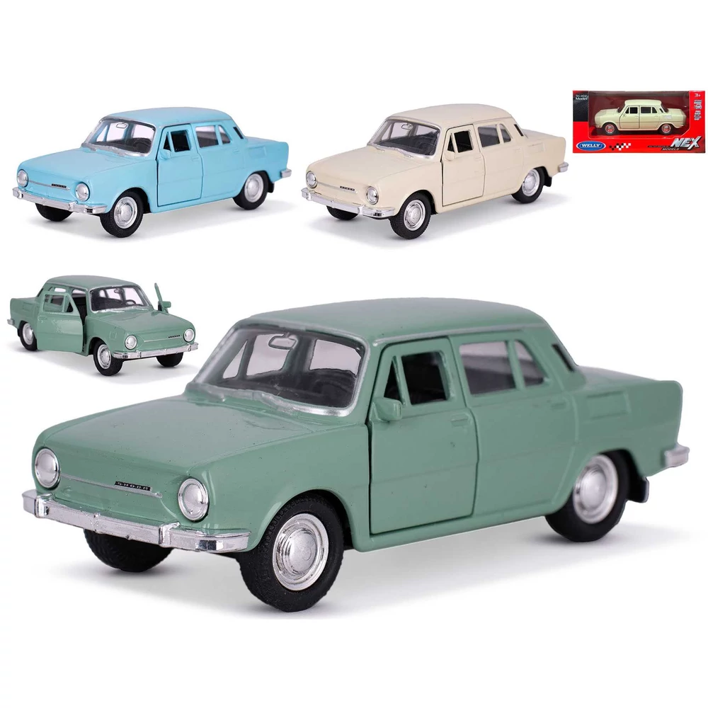 Welly Skoda 100 fém autó nyitható ajtókkal 12cm (többféle)