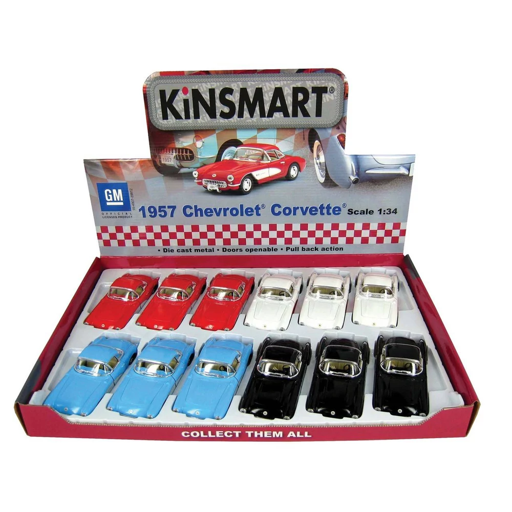 Kinsmart Chevrolet Corvette 1957 fém autó nyitható ajtókkal 1:34 (többféle)
