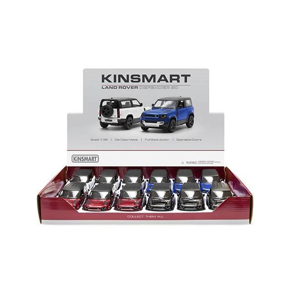 Kinsmart Land Rover Defender 90 fém autó nyitható ajtókkal 1:36 (többféle)