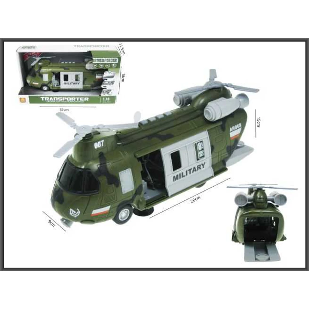 Katonai helikopter fénnyel és hanggal 28 cm