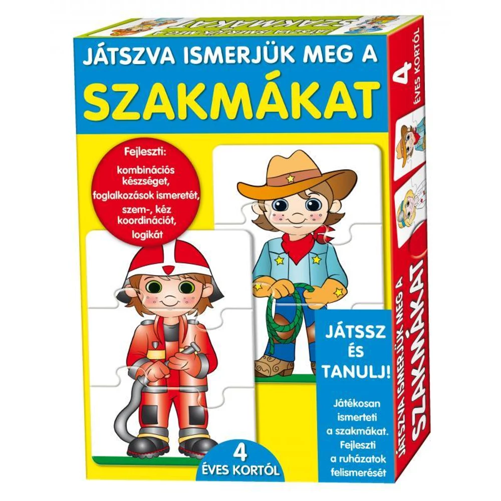 Keresd a párját, puzzle, Játszva ismerd meg!, 7-féle, 28x20x4 cm dob.